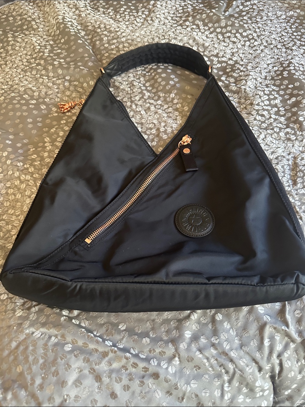NWOT Kipling Black Hobo Shoulder Bag with Rose Gold Accents